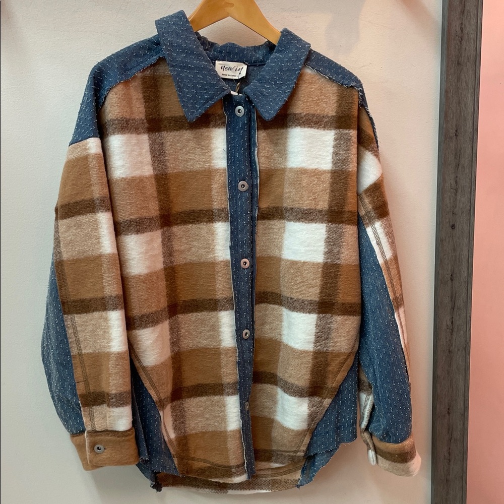 Very J Denim and Plaid Shirt/Jacket